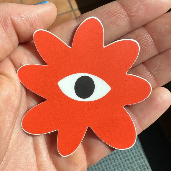 Red All Seeing Eye Flower Sticker - Picture 1 of 1